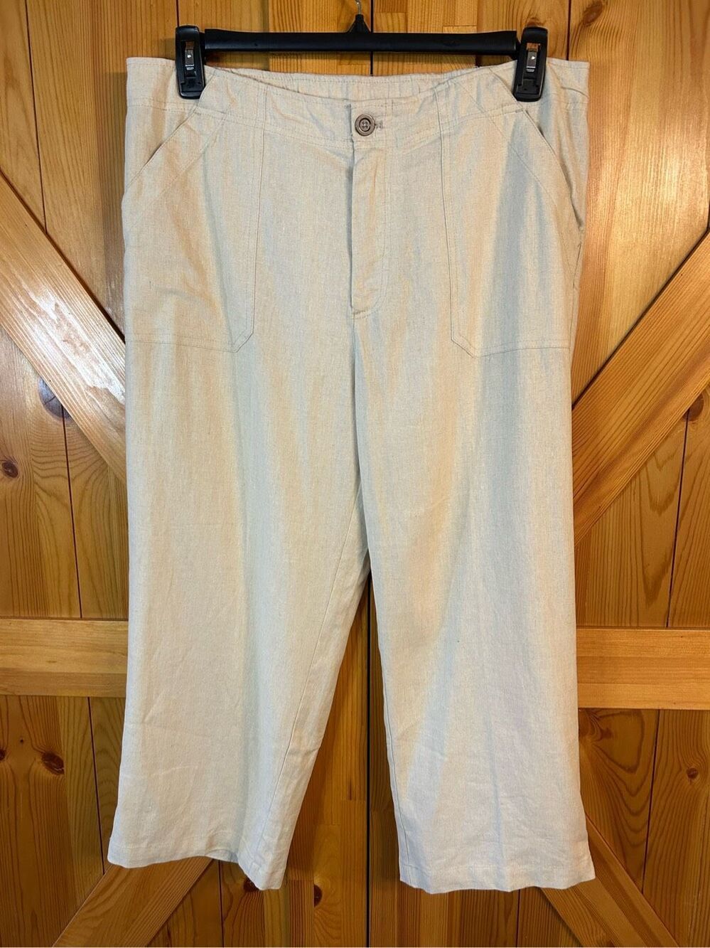 Christopher & Banks Linen Blend Cropped Pants Natural Womens Sz 14 nwt (0783)